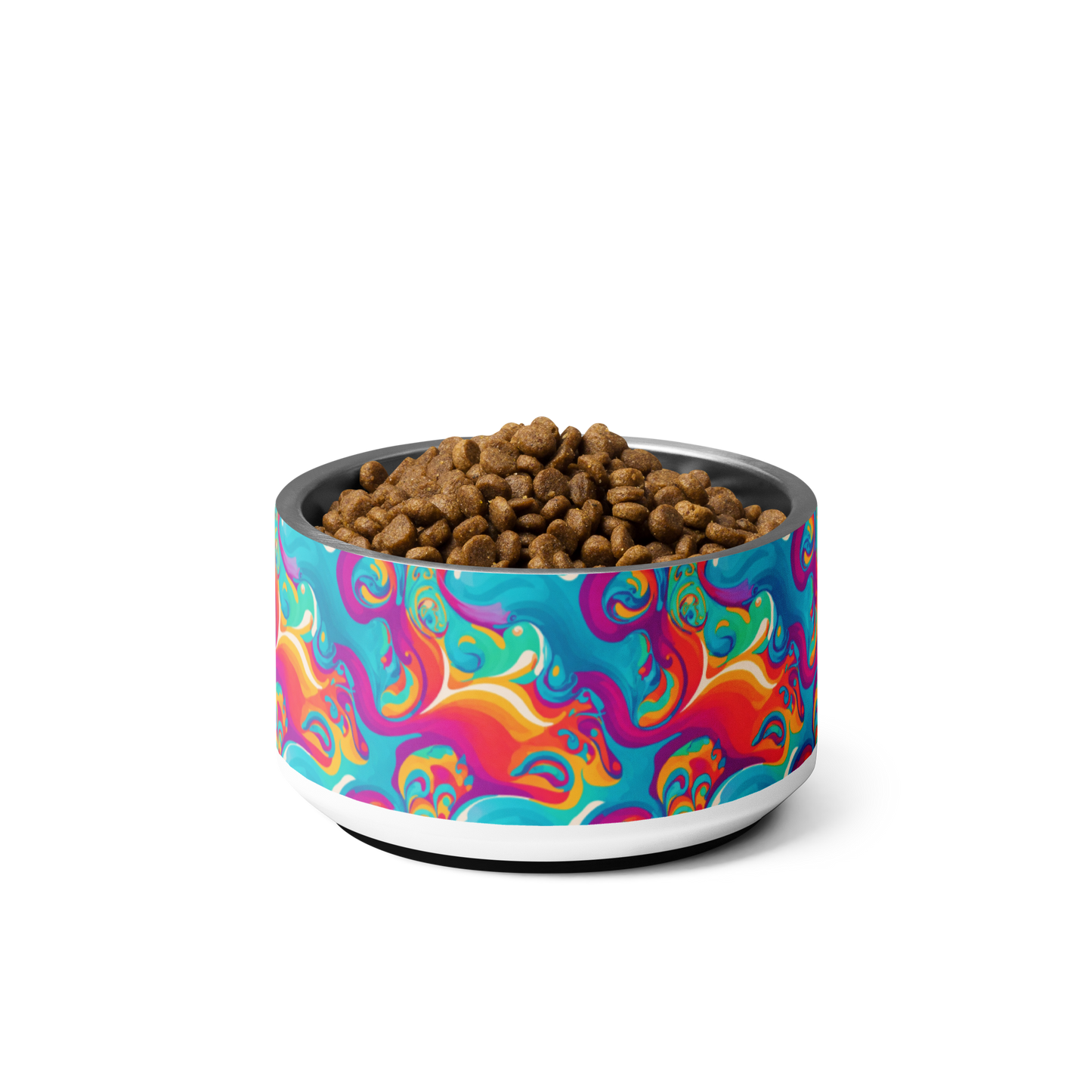 Vibrant Colorful Paint Swirls Pattern Pet bowl