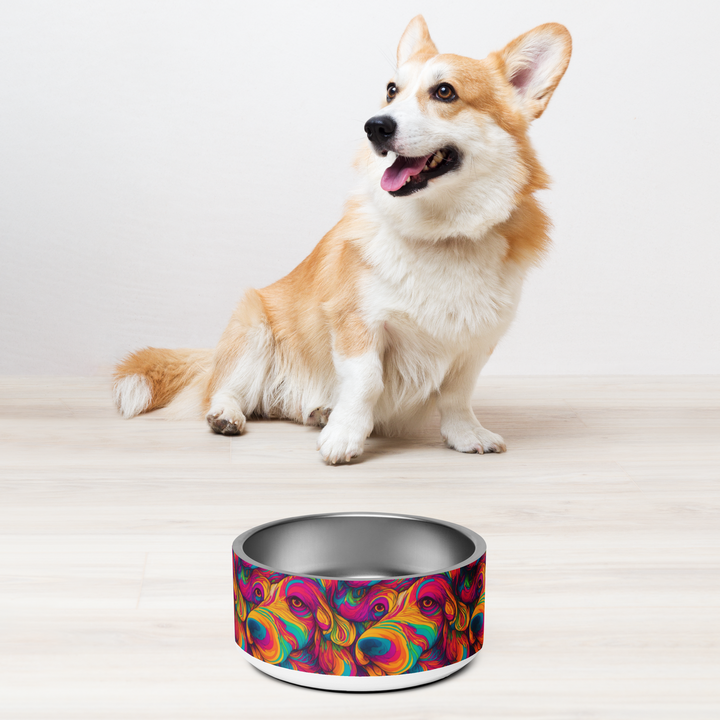 Abstract Woof Stainless Steel Pet Bowl