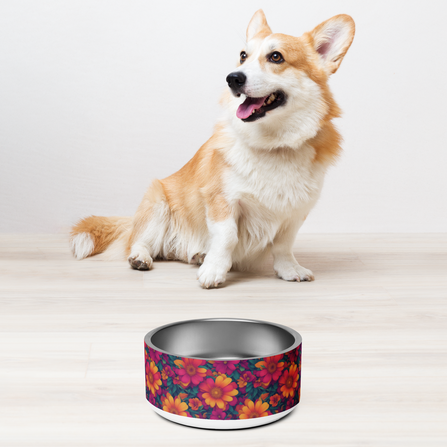 Daisy Delight Stainless Steel Pet Bowl