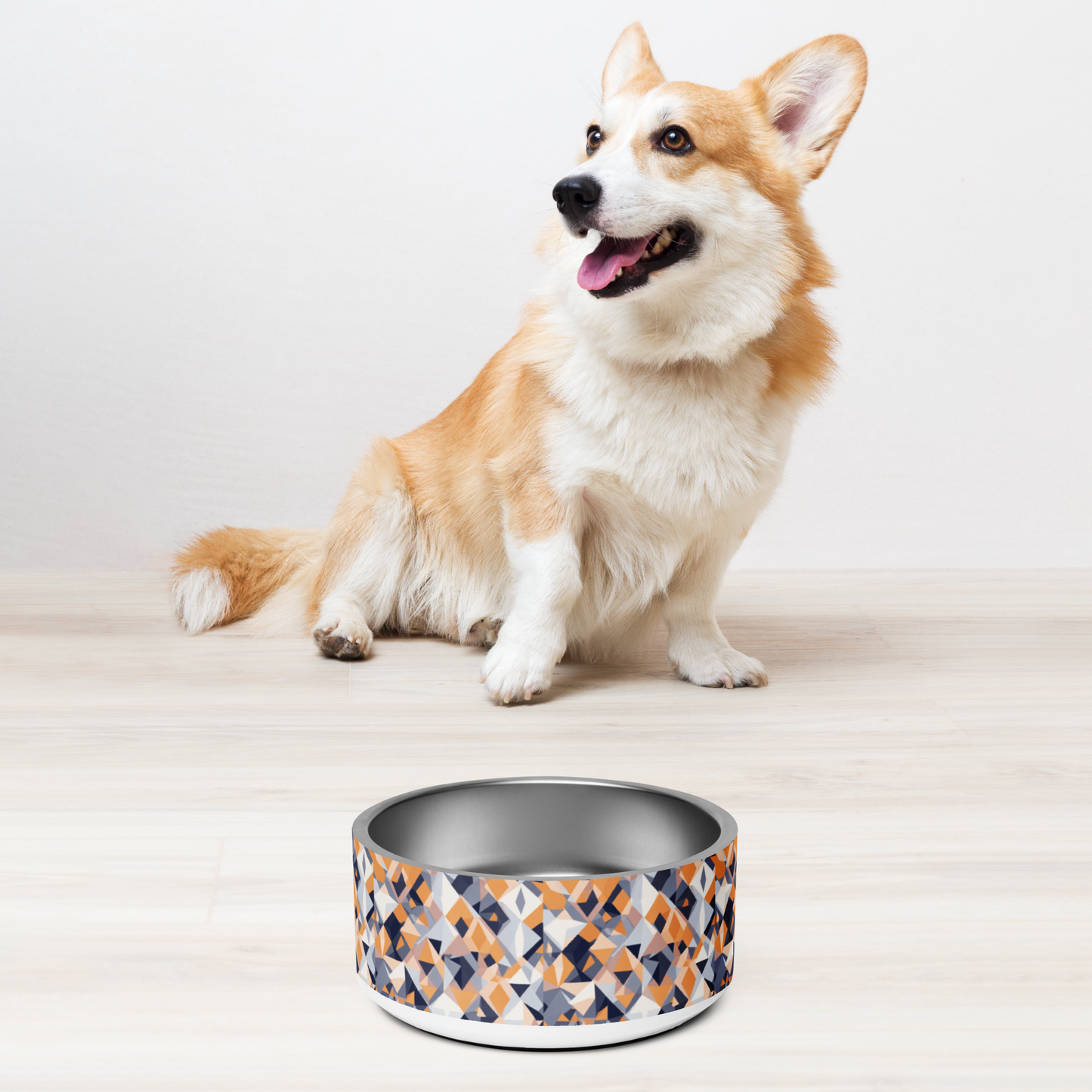 Geometric Groove Stainless Steel Pet Bowl