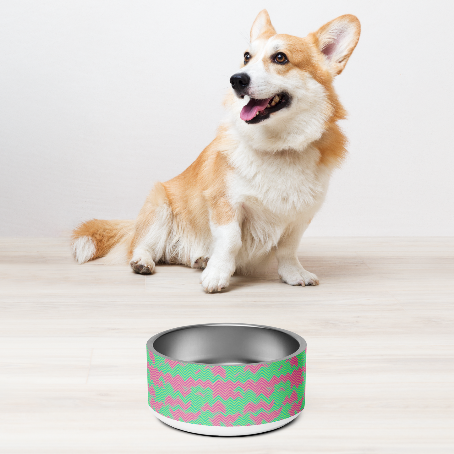 Herringbone Hues Stainless Steel Pet Bowl