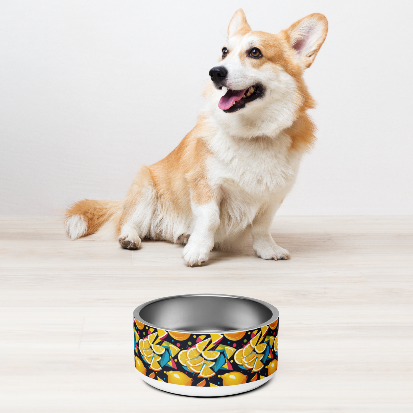 Lemon Zest Stainless Steel Pet Bowl