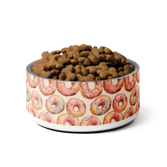 Pink Sprinkle Donut Watercolor Pattern Pet bowl