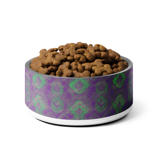 Purple & Green Diamonds Pattern Pet bowl