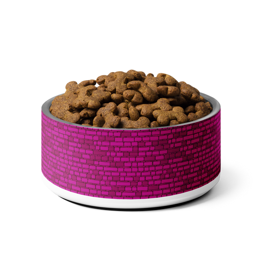 Pink Digital Pixel Brick Pattern Pet bowl