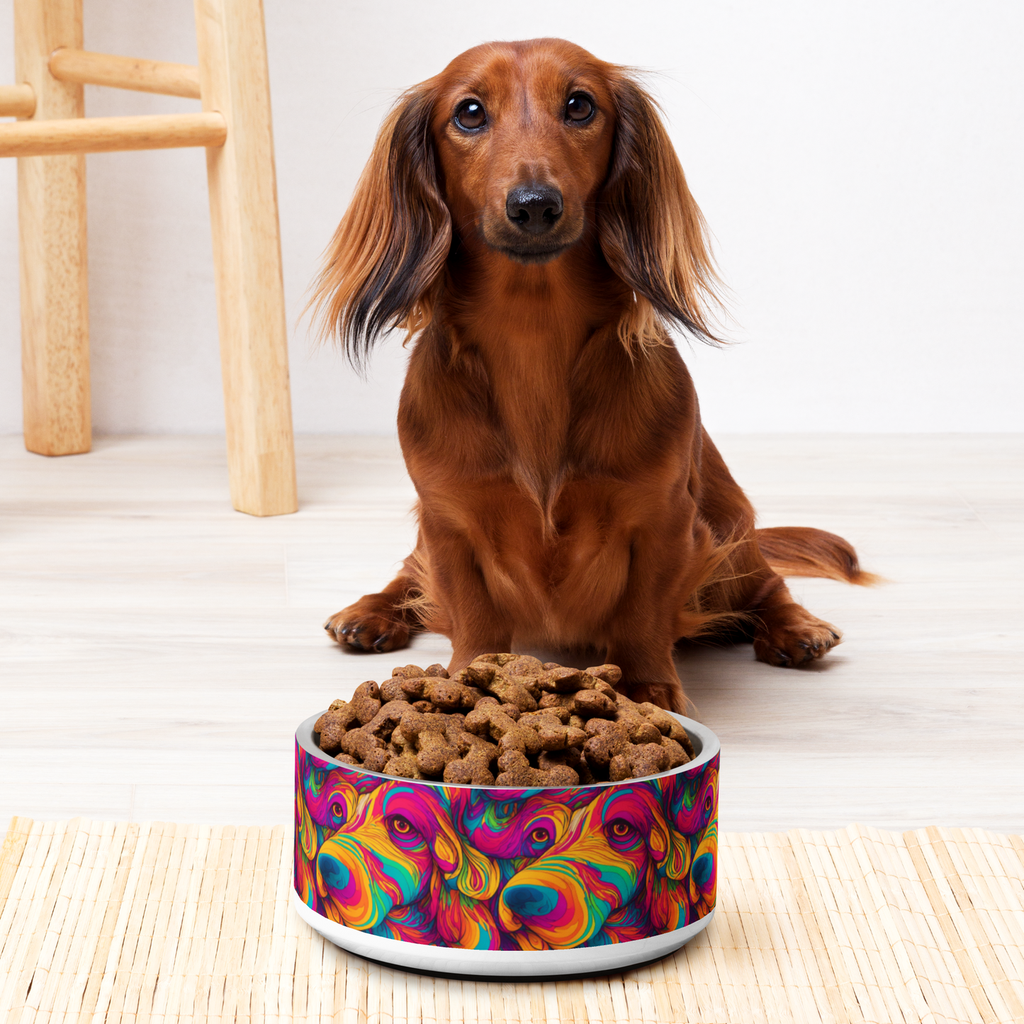 Abstract Woof Stainless Steel Pet Bowl