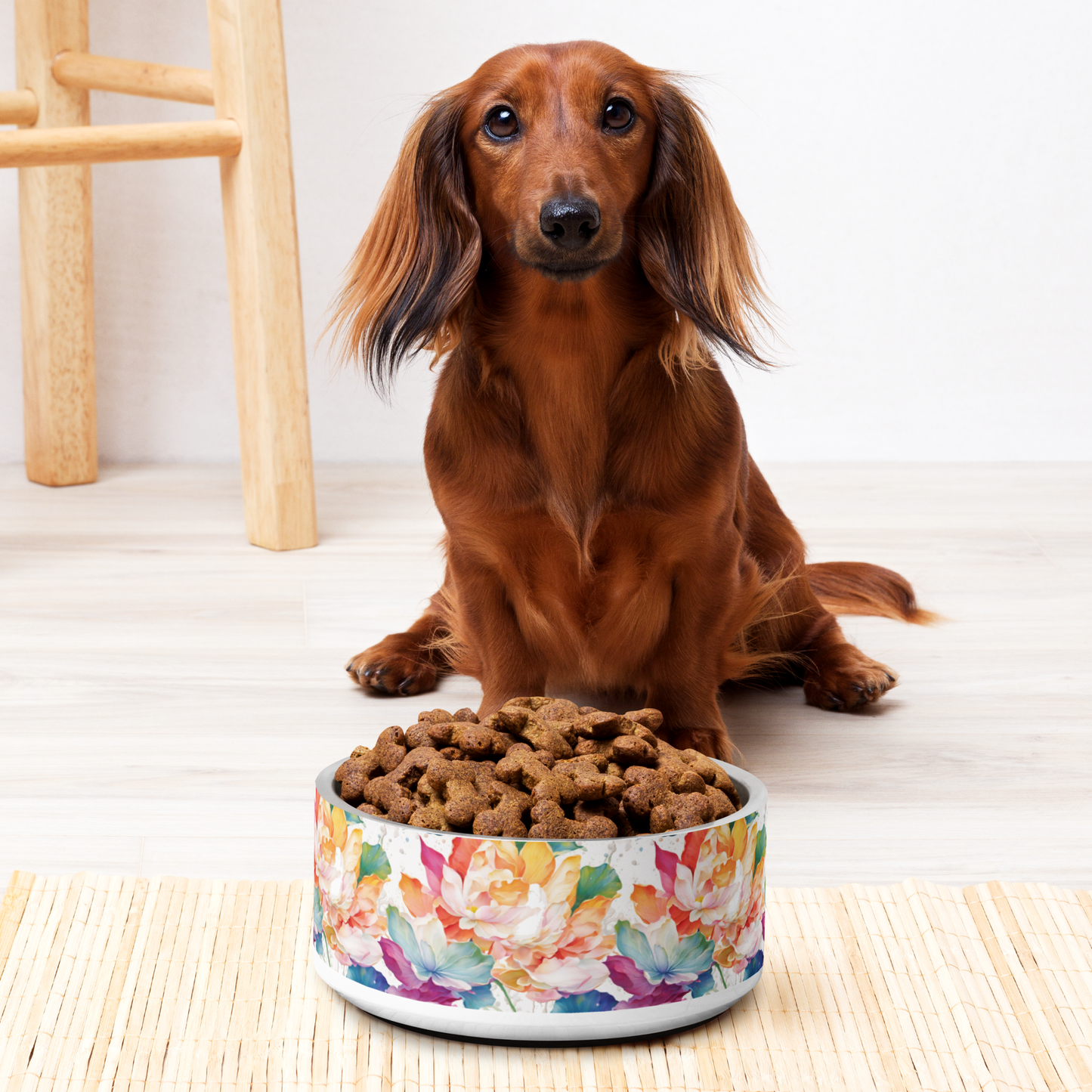 Botanical Bliss Stainless Steel Pet Bowl