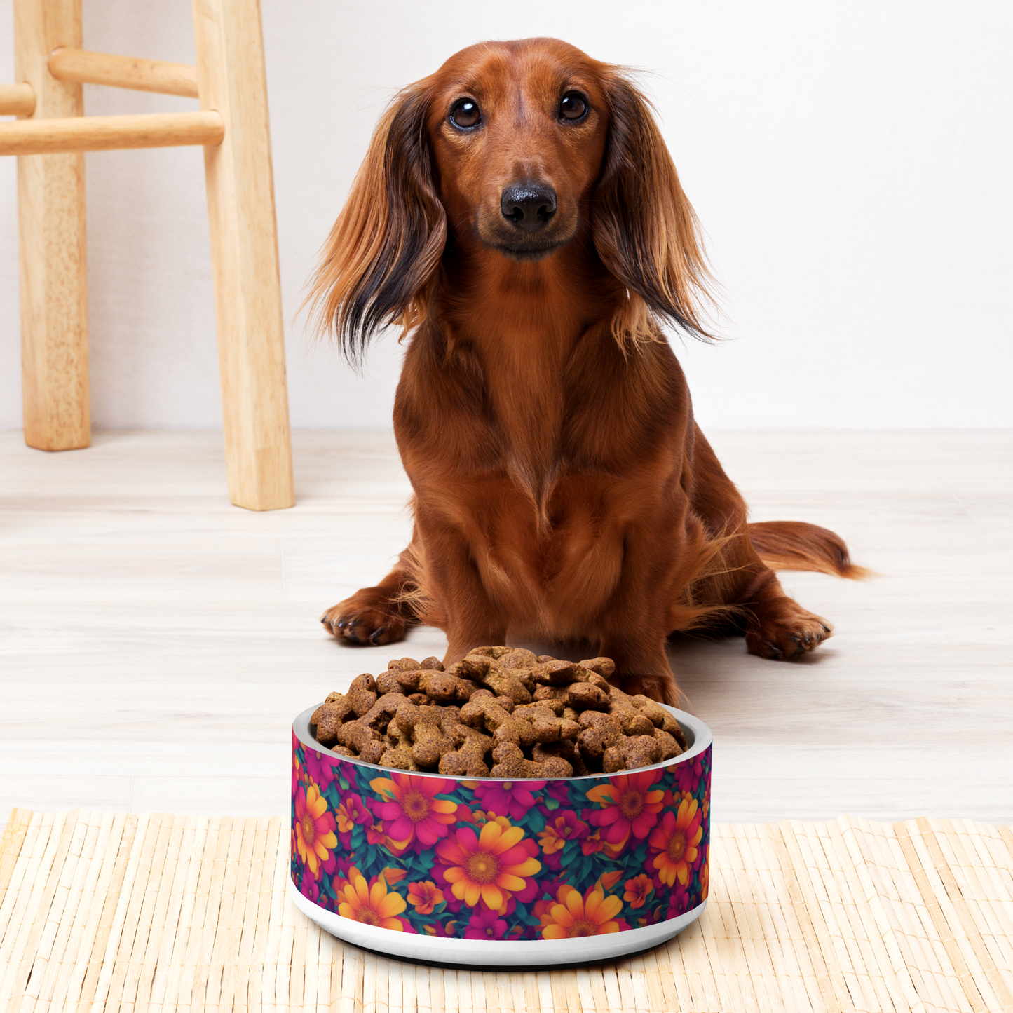 Daisy Delight Stainless Steel Pet Bowl