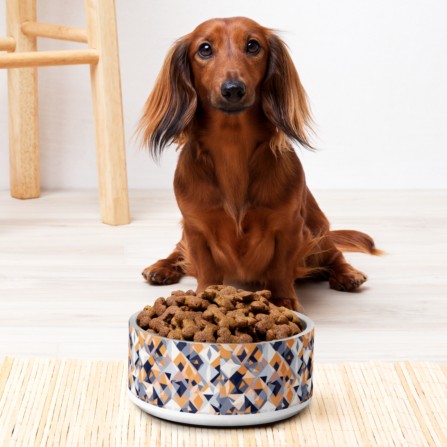 Geometric Groove Stainless Steel Pet Bowl