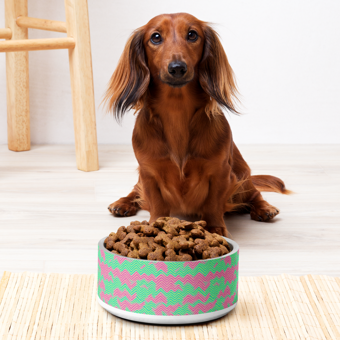 Herringbone Hues Stainless Steel Pet Bowl