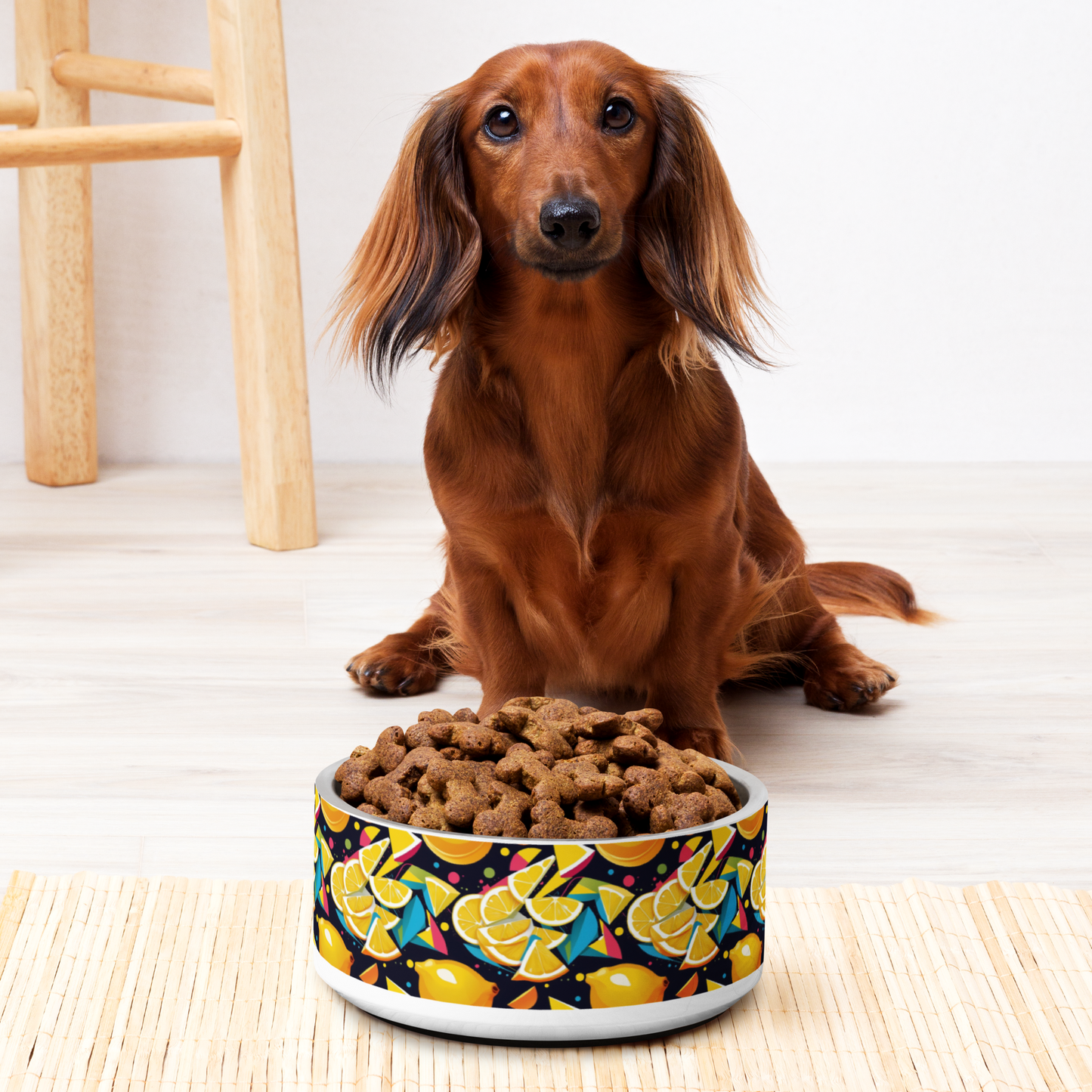 Lemon Zest Stainless Steel Pet Bowl